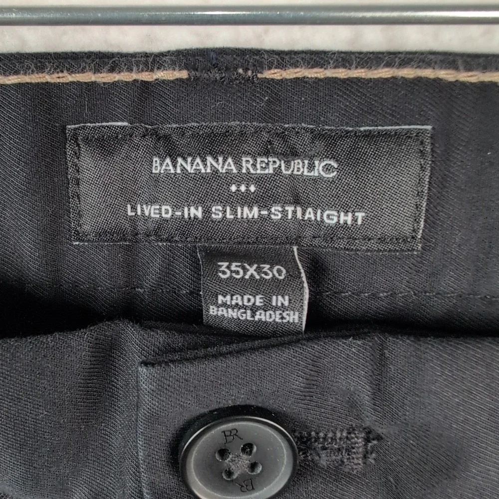 NWT‎ Banana Republic Lived In Slim Straight Chino Pants Men's 35x30 Black